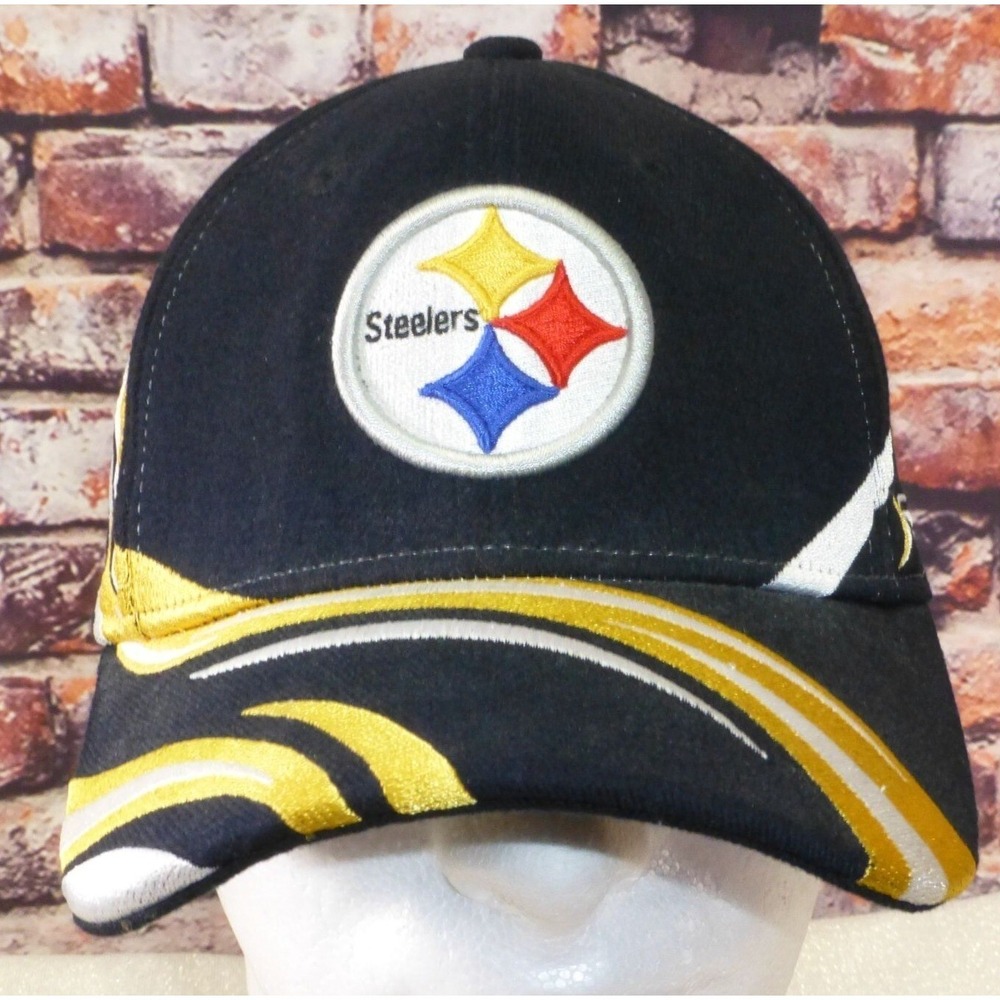 Pittsburgh‎ Steelers Reebok NFL Equipment OSFA Black & Gold Swirls Baseball Cap